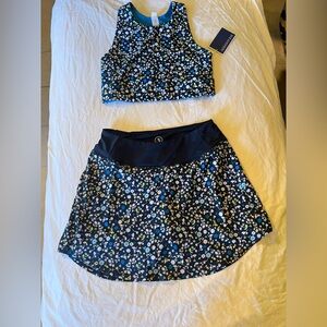Addison bay reversible sports bra with skort blue floral